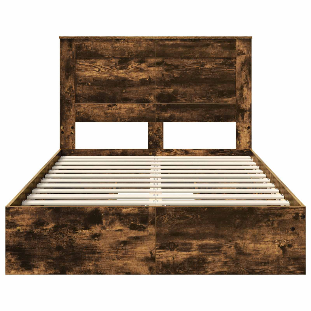 Opbevaringsseng Røget eg 135 x 190 cm Konstrueret træ
