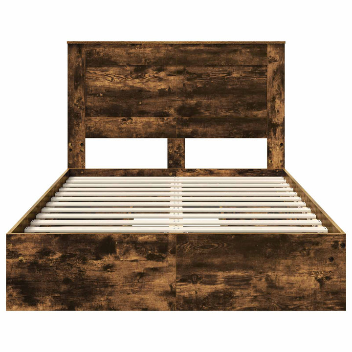 Opbevaringsseng Røget eg 135 x 190 cm Konstrueret træ