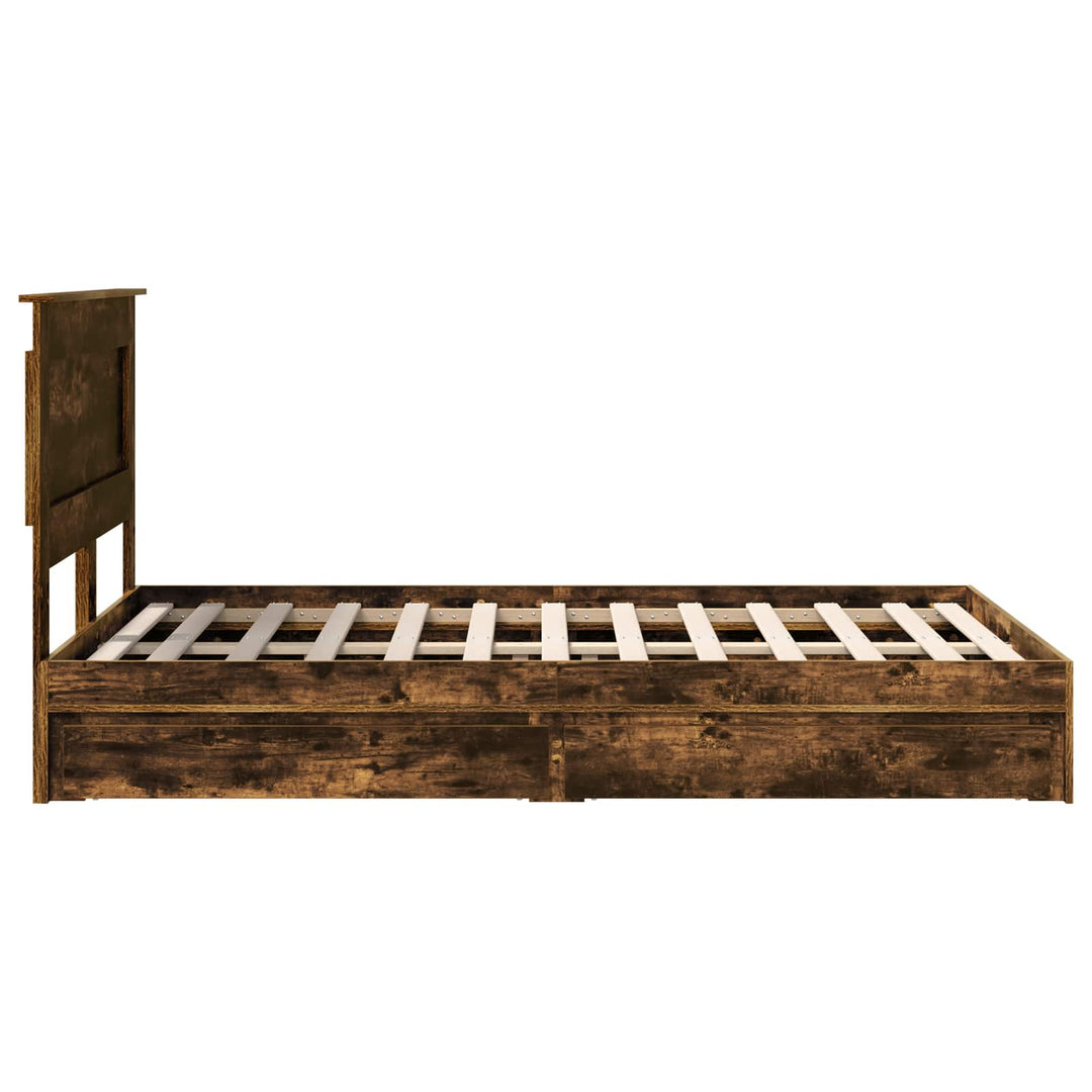 Opbevaringsseng Røget eg 135 x 190 cm Konstrueret træ