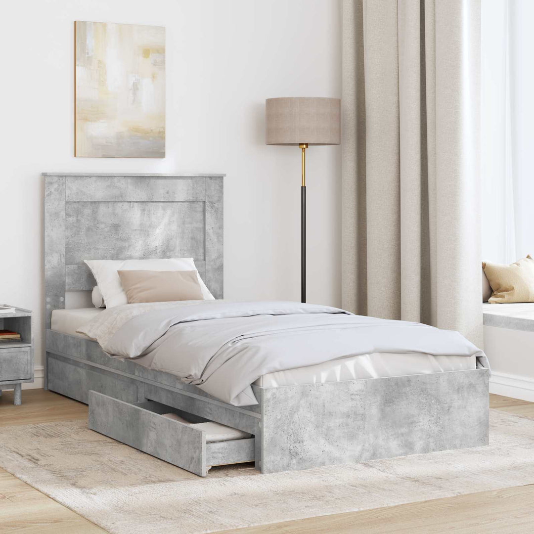 Opbevaringsseng Beton Grå 90 x 190 cm Konstrueret træ