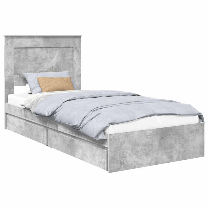 Opbevaringsseng Beton Grå 90 x 190 cm Konstrueret træ