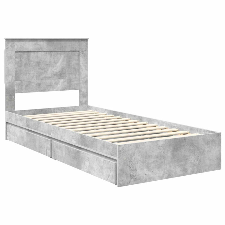 Opbevaringsseng Beton Grå 90 x 190 cm Konstrueret træ