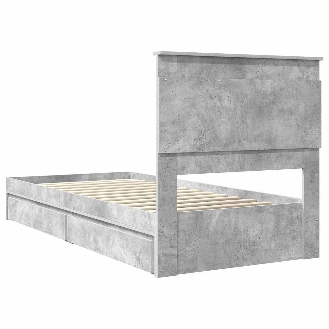 Opbevaringsseng Beton Grå 90 x 190 cm Konstrueret træ