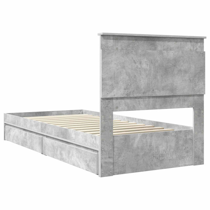 Opbevaringsseng Beton Grå 90 x 190 cm Konstrueret træ
