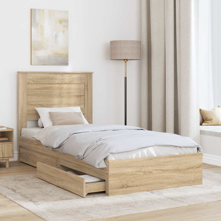 Opbevaringsseng Sonoma eg 75 x 190 cm Konstrueret træ