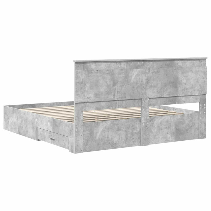 Sengestel med hovedgærde Beton Grå 180 x 200 cm Konstrueret træ