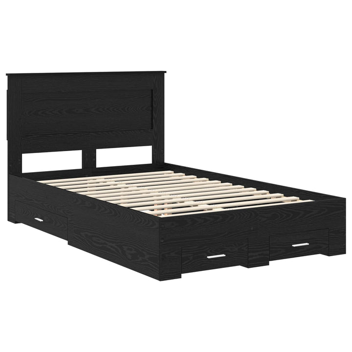 Sengestel med hovedgærde Sort eg 120 x 190 cm Konstrueret træ