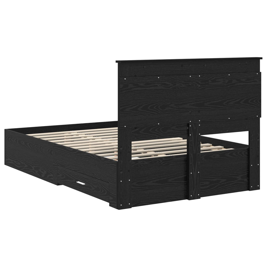 Sengestel med hovedgærde Sort eg 120 x 190 cm Konstrueret træ