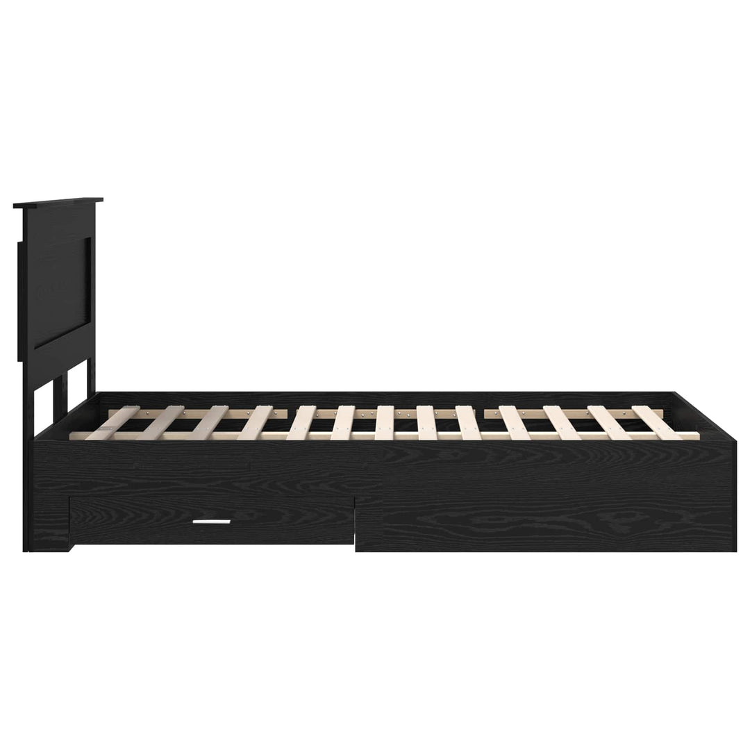 Sengestel med hovedgærde Sort eg 120 x 190 cm Konstrueret træ