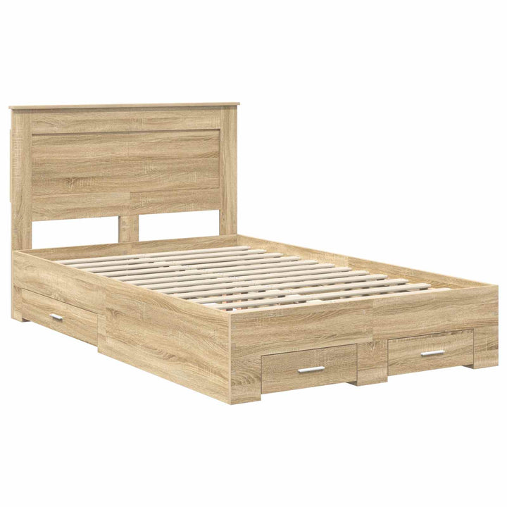 Sengestel med hovedgærde Sonoma eg 120 x 200 cm Konstrueret træ