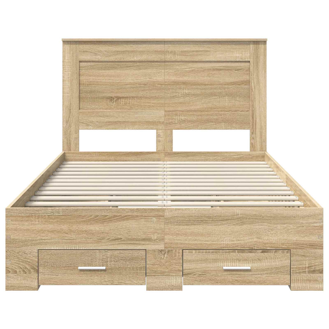 Sengestel med hovedgærde Sonoma eg 120 x 200 cm Konstrueret træ