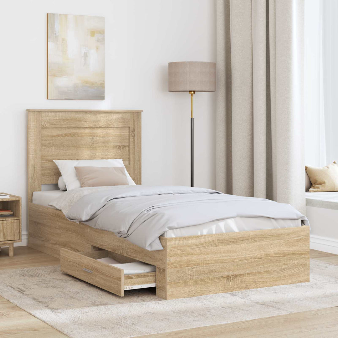 Sengestel med skuffe Sonoma eg 100 x 200 cm Konstrueret træ