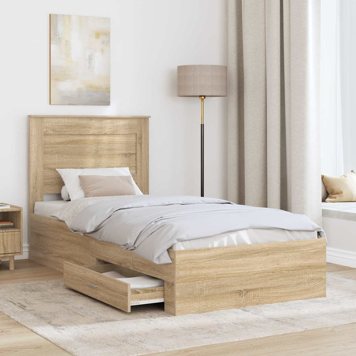 Sengestel med skuffe Sonoma eg 100 x 200 cm Konstrueret træ