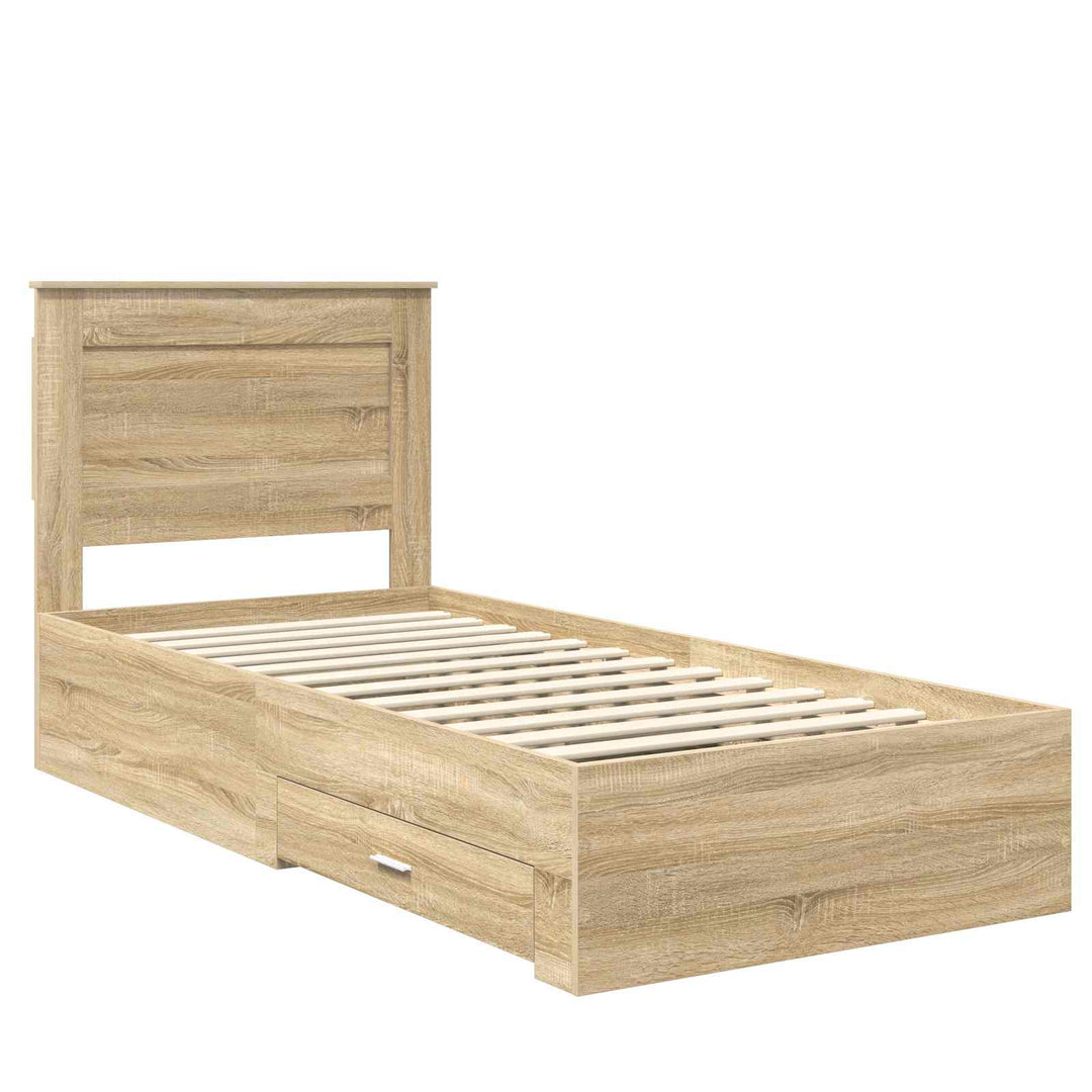 Sengestel med skuffe Sonoma eg 100 x 200 cm Konstrueret træ