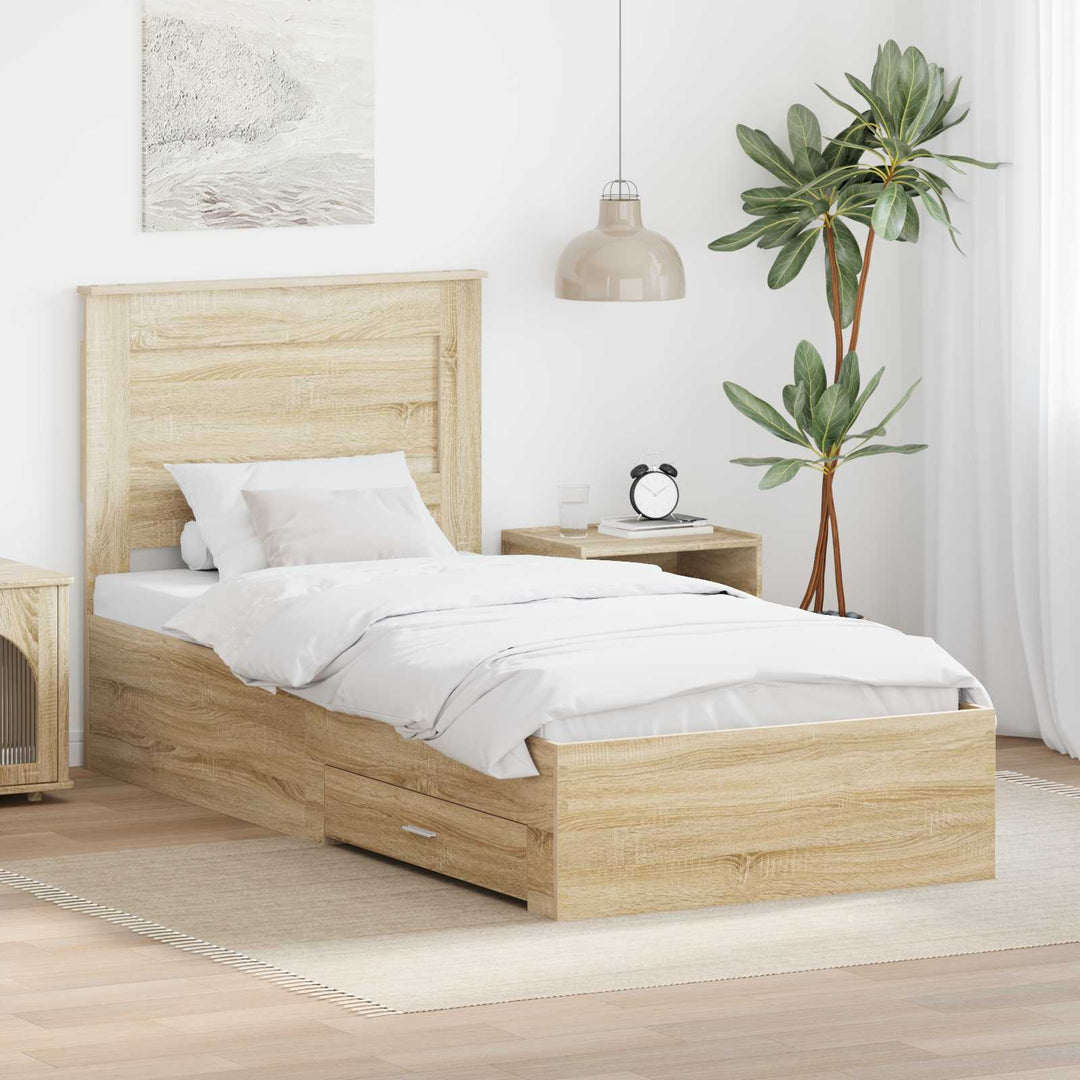 Sengestel Sonoma Eg og Sølv 75 x 190 cm Konstrueret træ