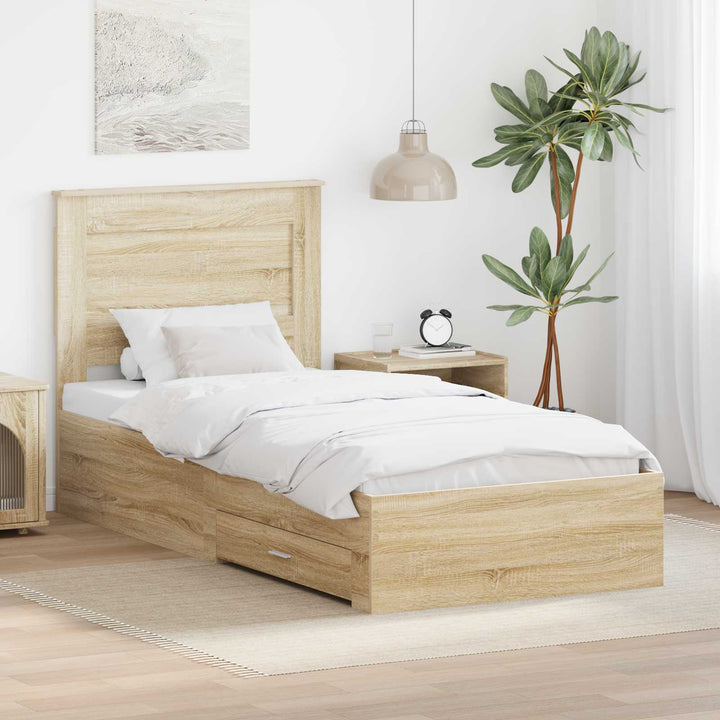Sengestel Sonoma Eg og Sølv 75 x 190 cm Konstrueret træ