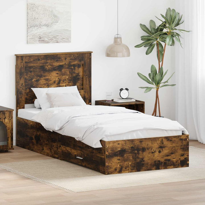 Sengestel Røget Eg og Sølv 75 x 190 cm Konstrueret træ