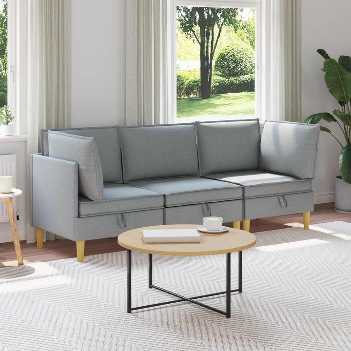 Modulsofa sæt med opbevaring 3 pcs Lysegrå Stof