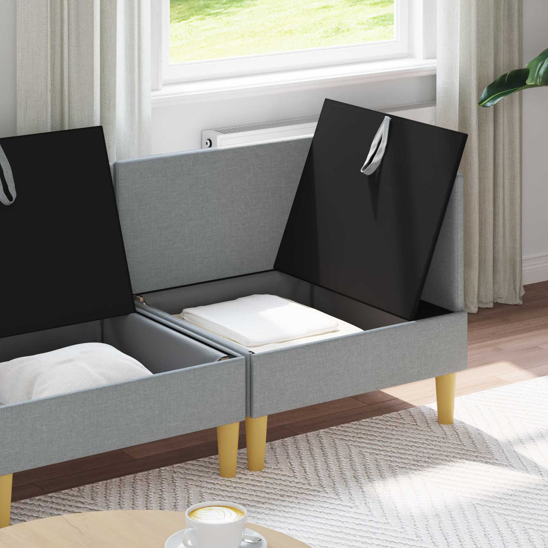 Modulsofa sæt med opbevaring 3 pcs Lysegrå Stof