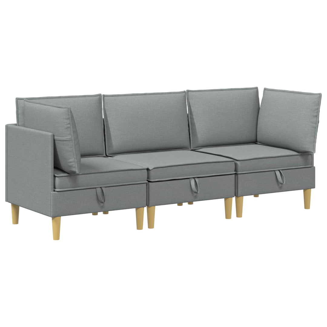 Modulsofa sæt med opbevaring 3 pcs Lysegrå Stof