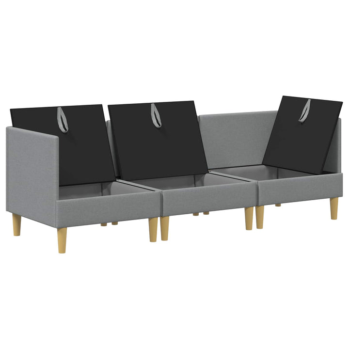 Modulsofa sæt med opbevaring 3 pcs Lysegrå Stof