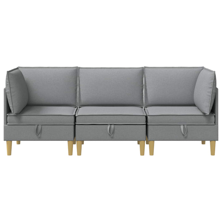 Modulsofa sæt med opbevaring 3 pcs Lysegrå Stof