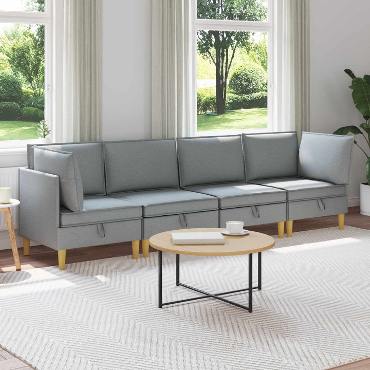 Modulsofa sæt med opbevaring 4 pcs Lysegrå Stof