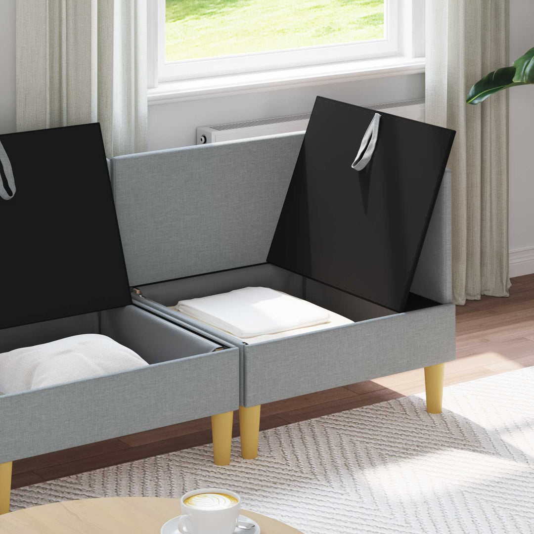 Modulsofa sæt med opbevaring 4 pcs Lysegrå Stof
