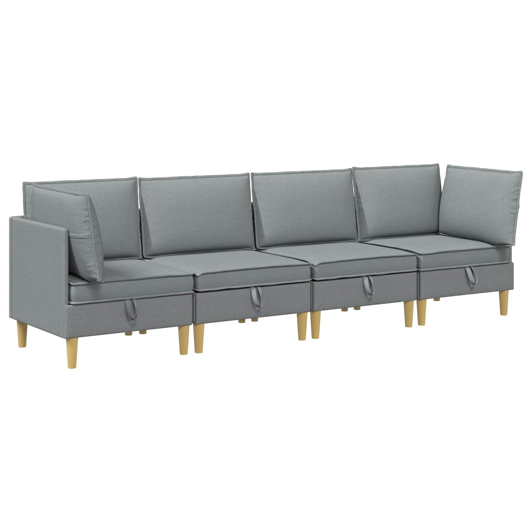 Modulsofa sæt med opbevaring 4 pcs Lysegrå Stof