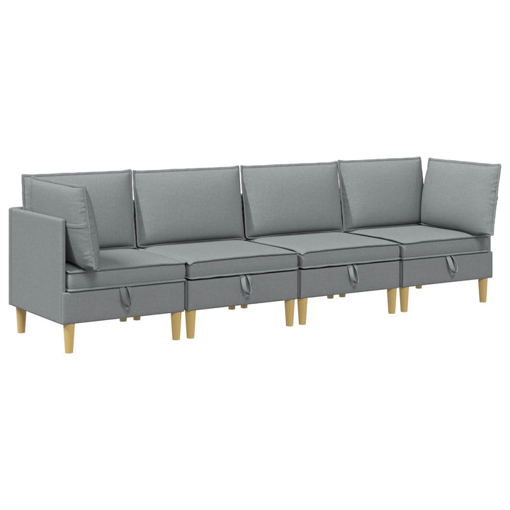 Modulsofa sæt med opbevaring 4 pcs Lysegrå Stof