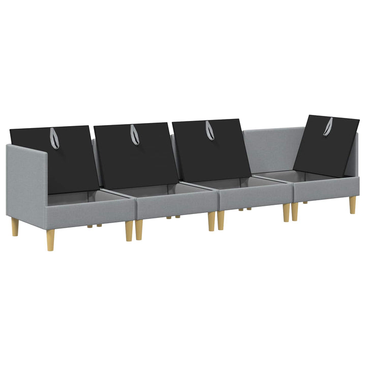 Modulsofa sæt med opbevaring 4 pcs Lysegrå Stof