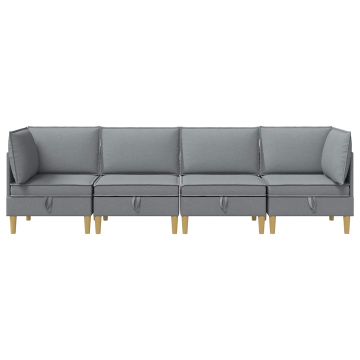 Modulsofa sæt med opbevaring 4 pcs Lysegrå Stof