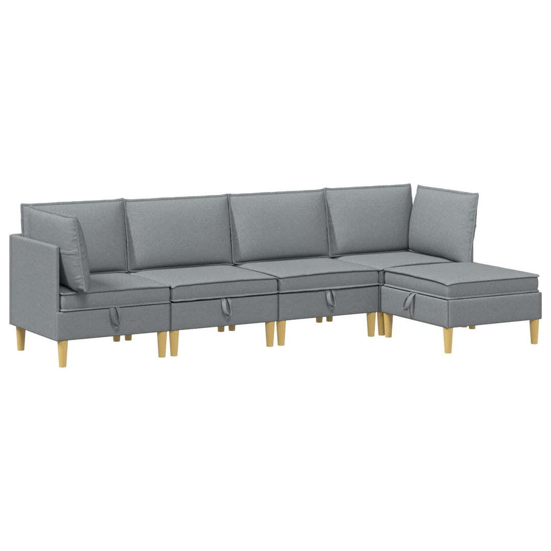 Modulsofa sæt med opbevaring 5 pcs Lysegrå Stof
