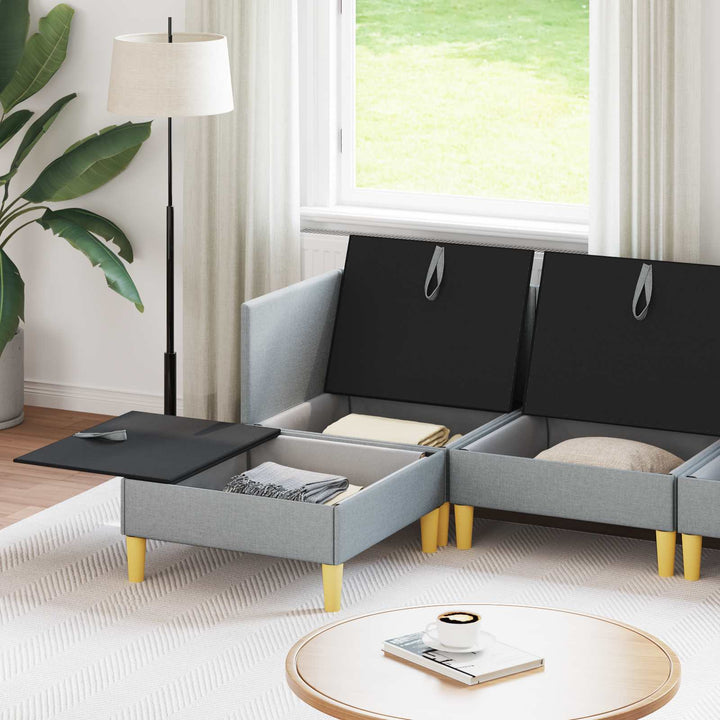 Modulsofa sæt med opbevaring 6 pcs Lysegrå Stof