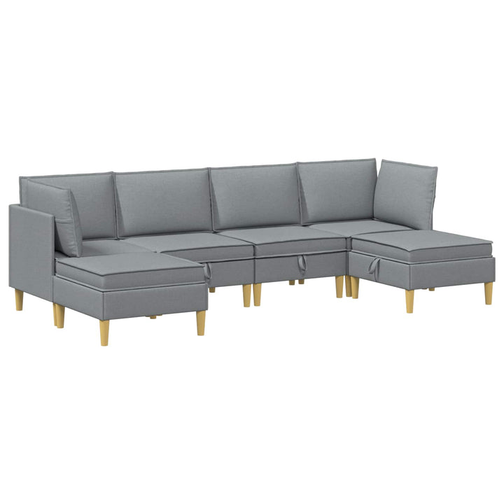 Modulsofa sæt med opbevaring 6 pcs Lysegrå Stof