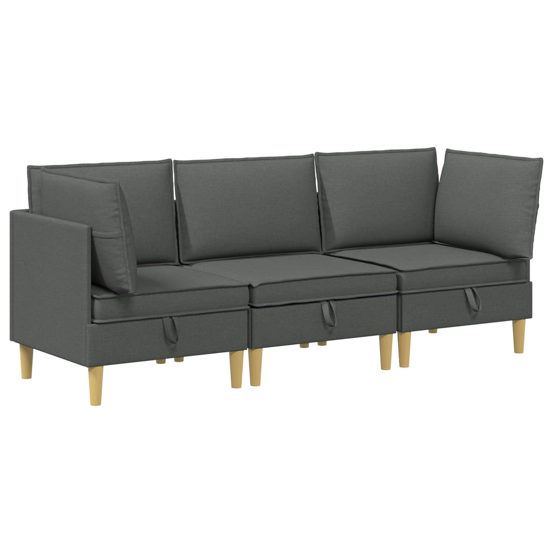 Modulsofa sæt med opbevaring 3 pcs Mørkegrå Stof