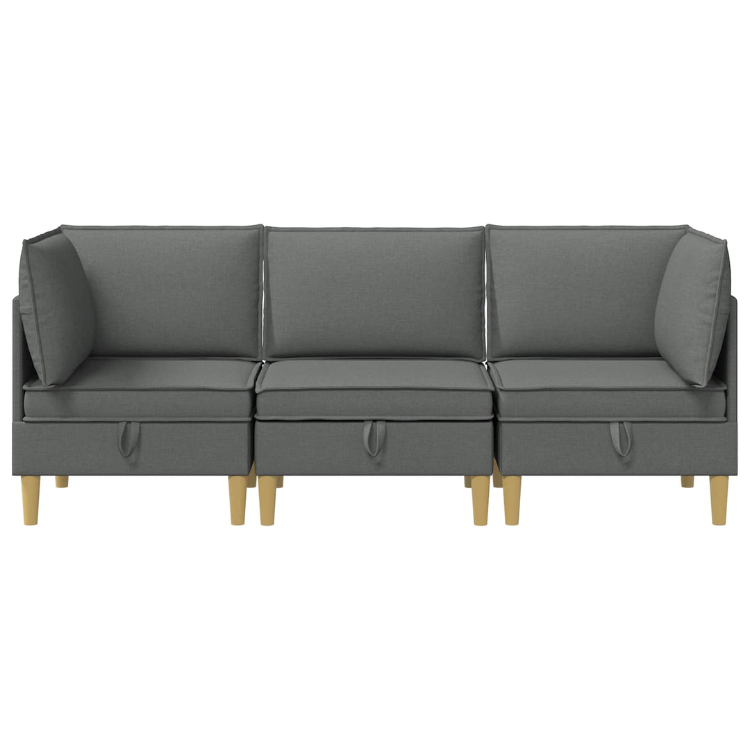 Modulsofa sæt med opbevaring 3 pcs Mørkegrå Stof