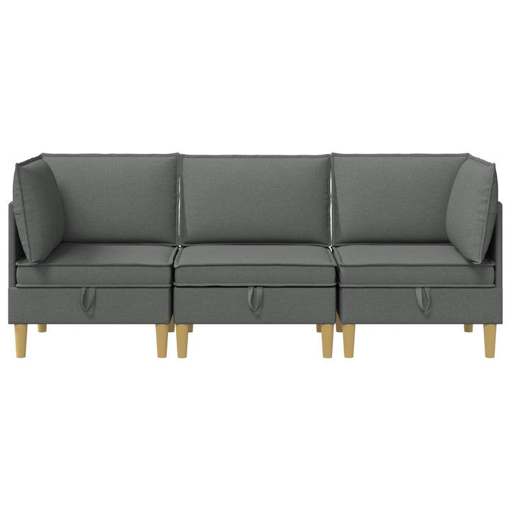 Modulsofa sæt med opbevaring 3 pcs Mørkegrå Stof