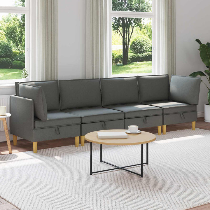 Modulsofa sæt med opbevaring 4 pcs Mørkegrå Stof