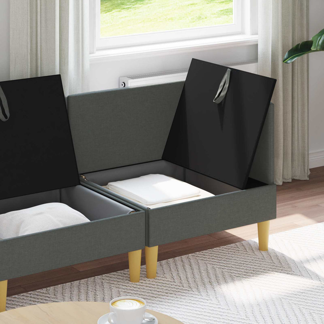 Modulsofa sæt med opbevaring 4 pcs Mørkegrå Stof