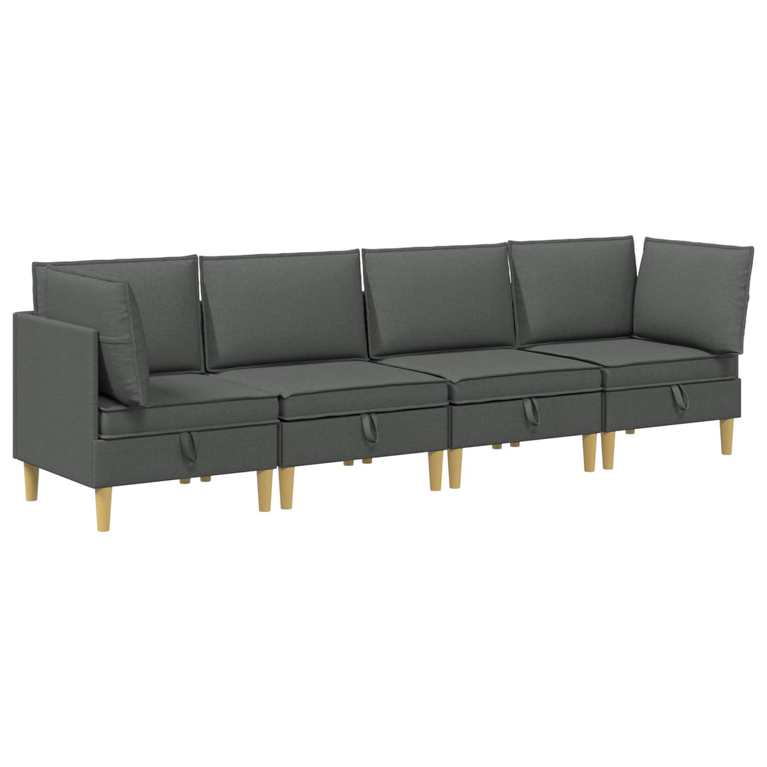 Modulsofa sæt med opbevaring 4 pcs Mørkegrå Stof