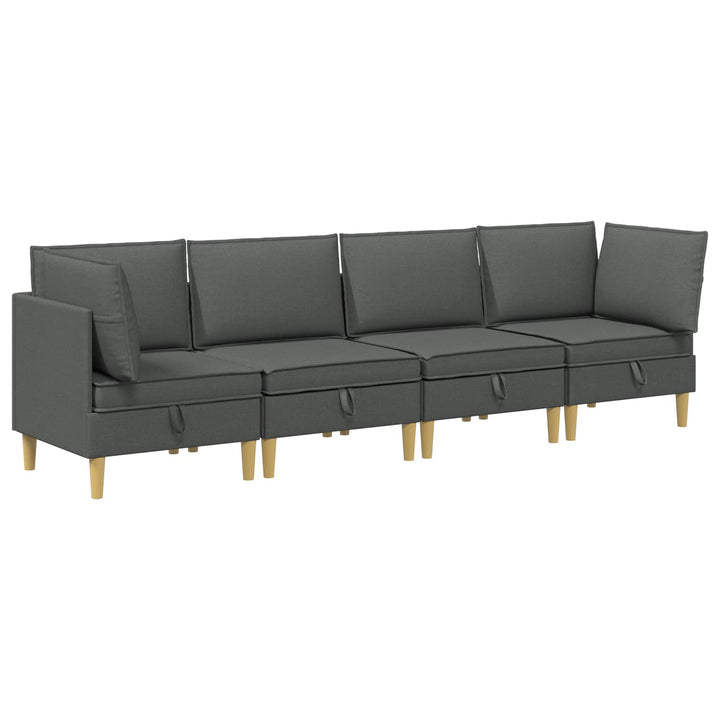 Modulsofa sæt med opbevaring 4 pcs Mørkegrå Stof