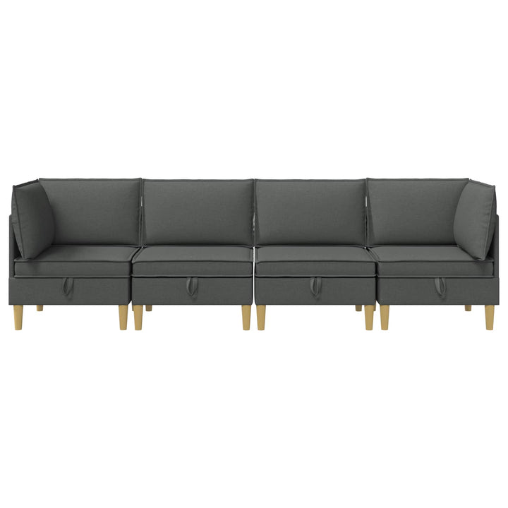 Modulsofa sæt med opbevaring 4 pcs Mørkegrå Stof