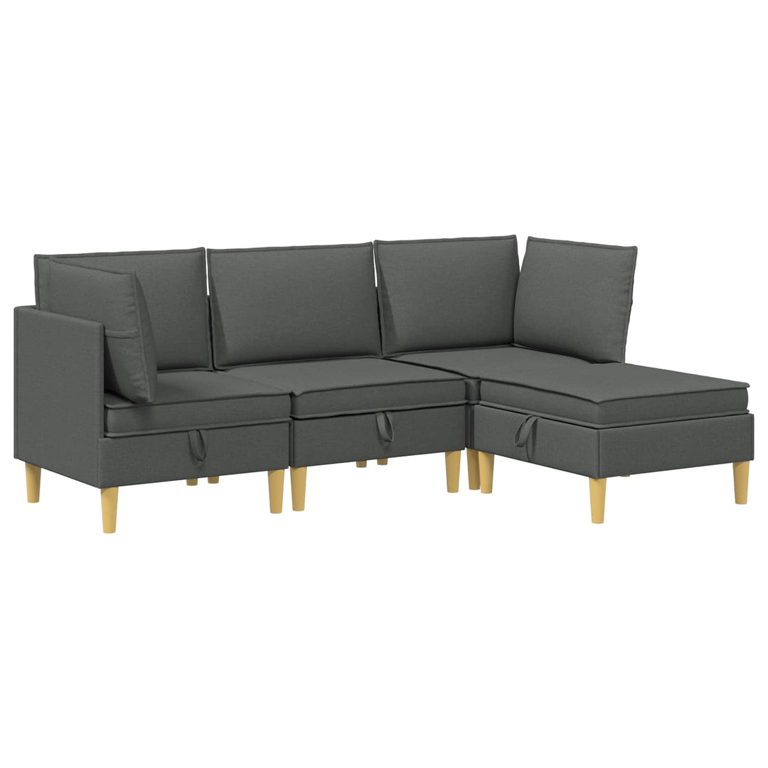 Modulsofa sæt med opbevaring 4 pcs Mørkegrå Stof
