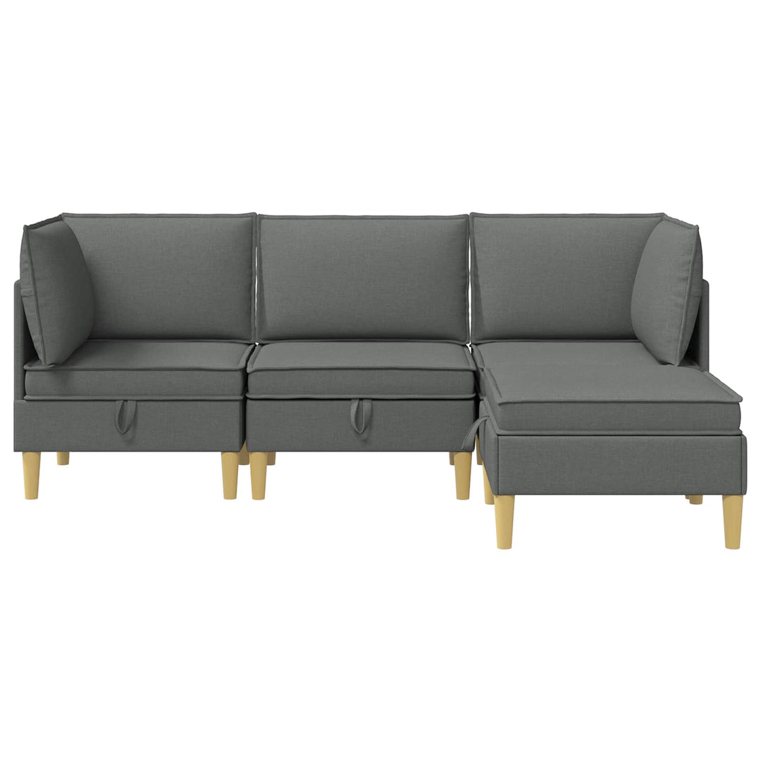Modulsofa sæt med opbevaring 4 pcs Mørkegrå Stof