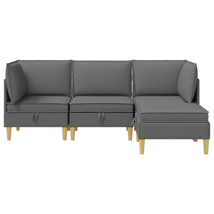 Modulsofa sæt med opbevaring 4 pcs Mørkegrå Stof