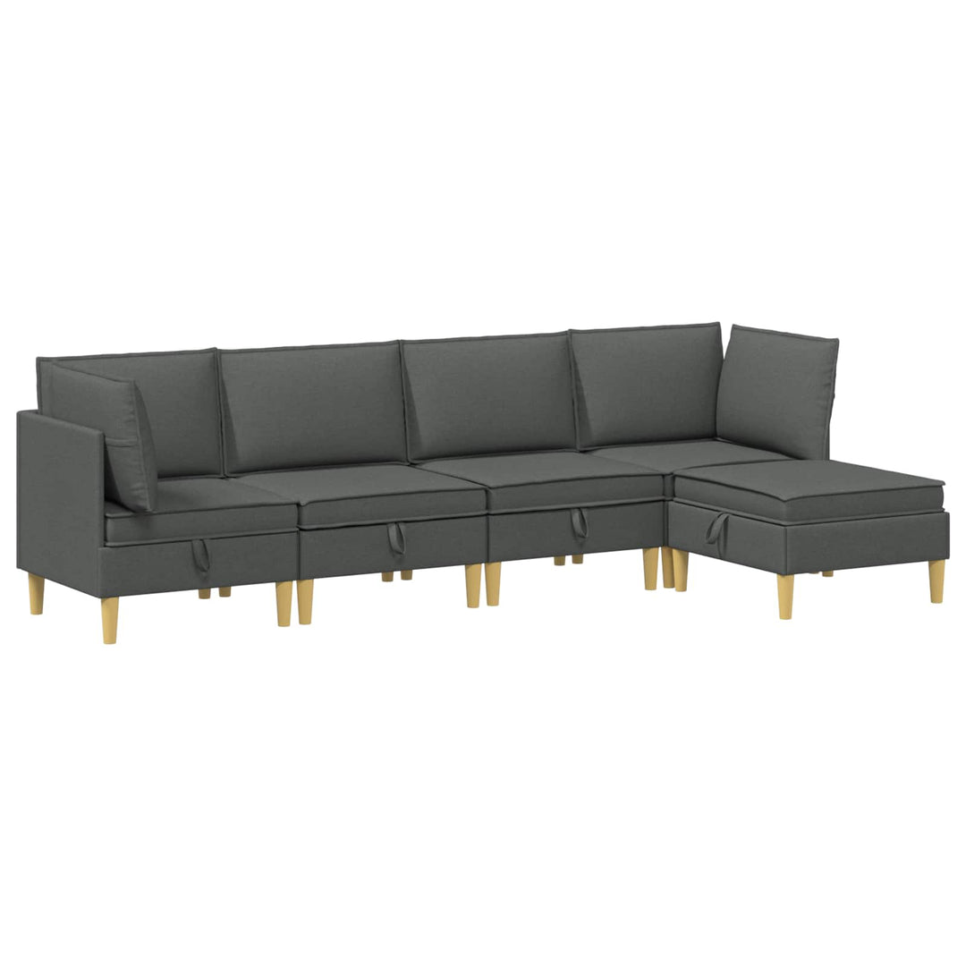 Modulsofa sæt med opbevaring 5 pcs Mørkegrå Stof