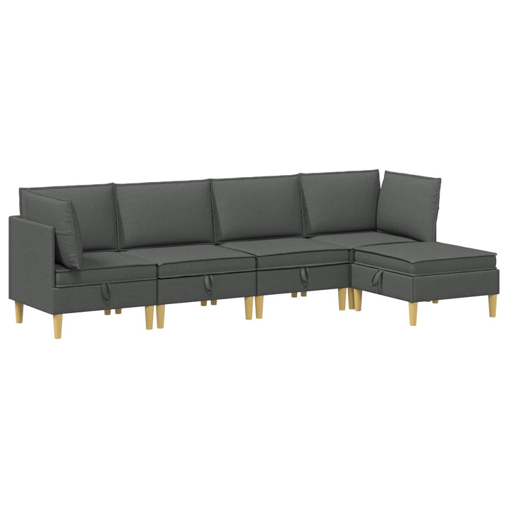 Modulsofa sæt med opbevaring 5 pcs Mørkegrå Stof