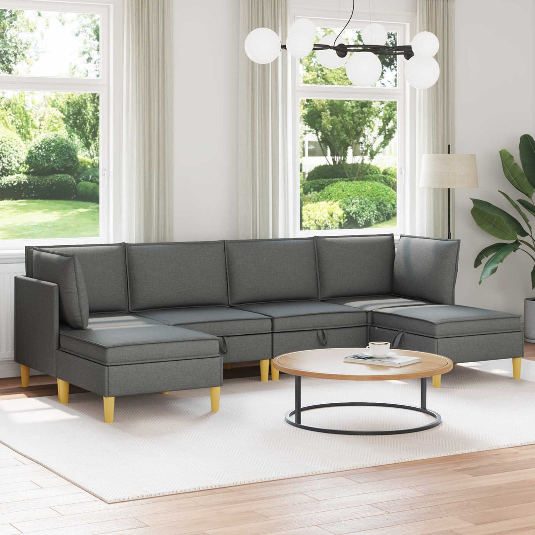 Modulsofa sæt med opbevaring 6 pcs Mørkegrå Stof