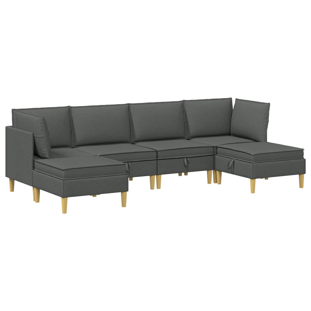 Modulsofa sæt med opbevaring 6 pcs Mørkegrå Stof